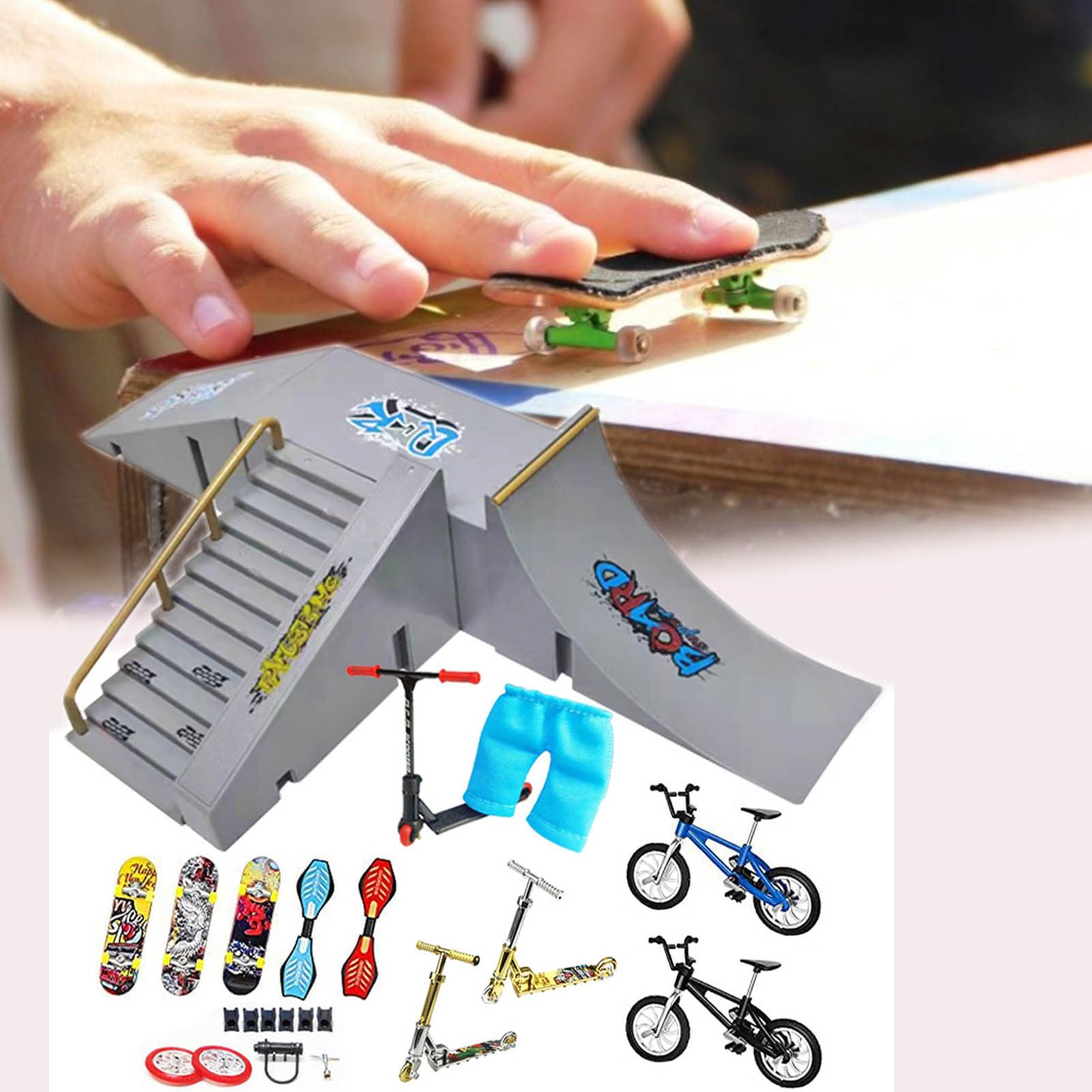 Kit Skate Park – Juego de rampas de tecla, 13 Piezas de patinetas y