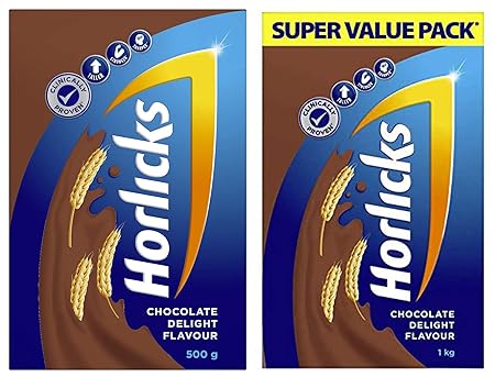 Horlicks Health & Nutrition Drink Chocolate, 500 g + Horlicks Health & Nutrition Drink Chocolate 1 kg