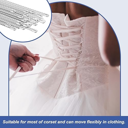 Miniatura 6 de PATIKIL 24 corsés en espiral de acero de metal, deshuesado de metal de 13.7 pulgadas con 24 puntas de deshuesado de acero, estructura y forma para