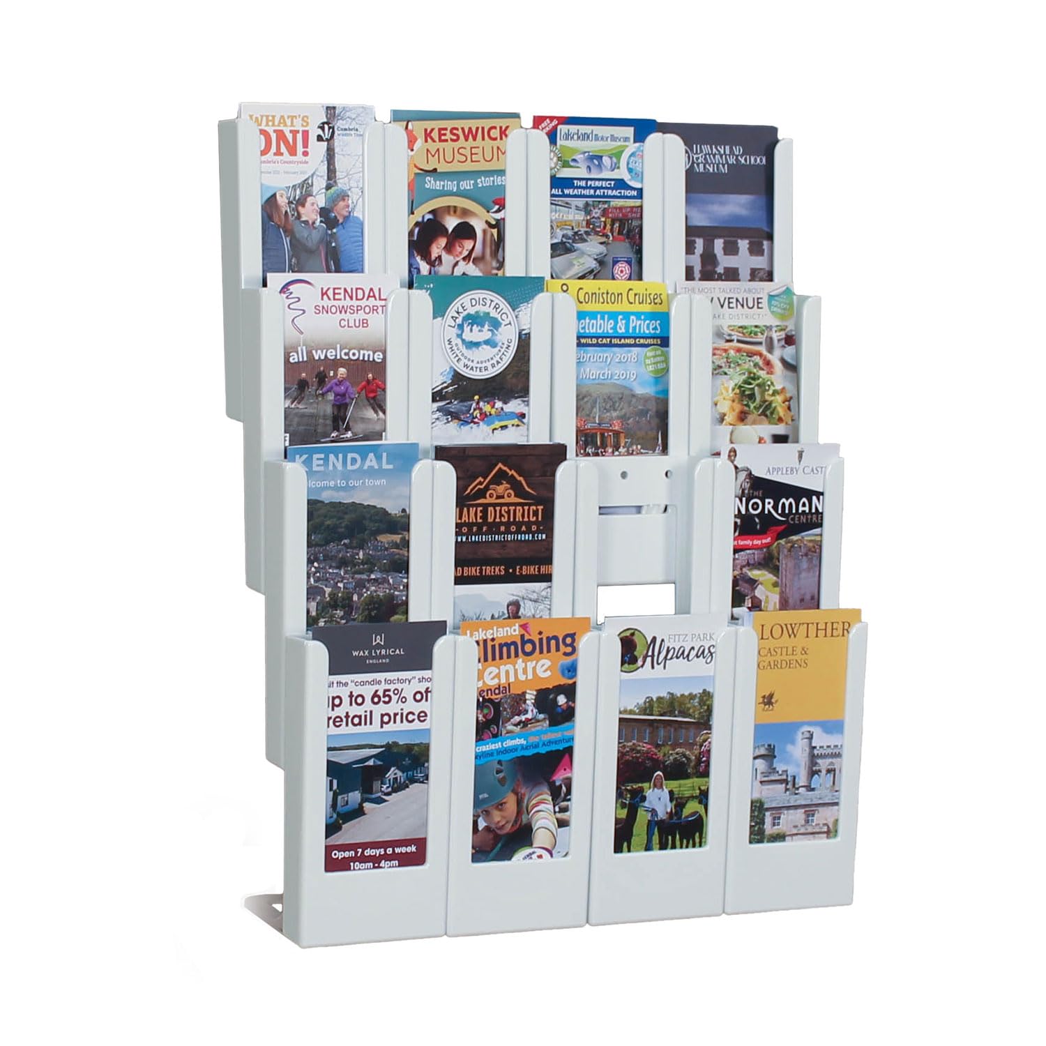 Wonderwall Leaflet Holder | Wall Mounted Leaflet Display & Dispenser | Expanda-Stand System | Holds up to 28 mm Brochures | White | 16 x A4 Pockets