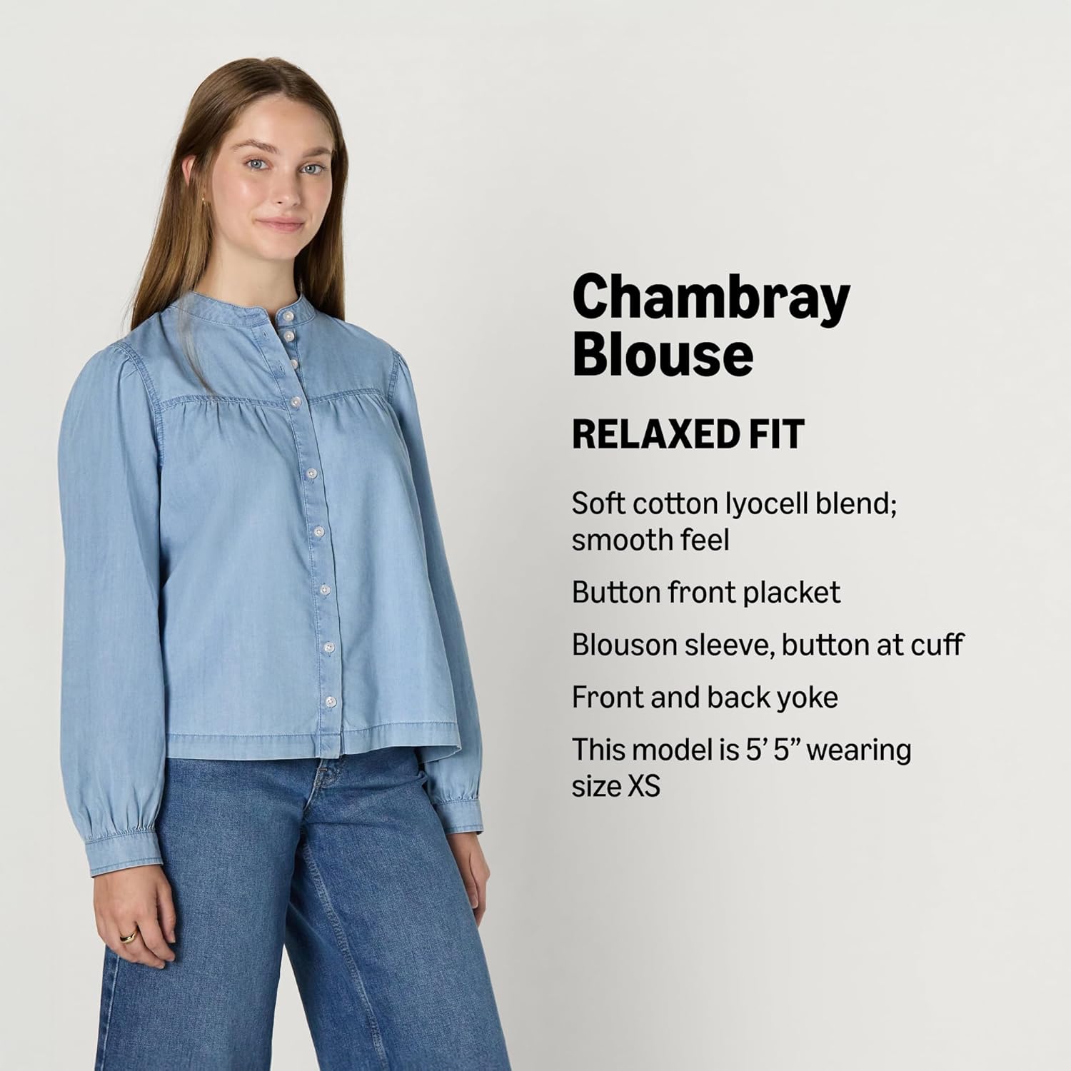 Amazon Essentials Women's Women's Denim Chambray Long-Sleeve Tunic Top - Image 4