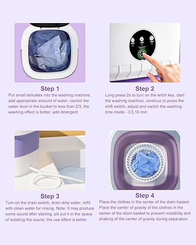 Miniatura 6 de Lavadora portátil de 16 L, lavadora pequeña plegable con cesta giratoria, 3 modos de limpieza adecuados para ropa interior de bebé, ropa pequeña,