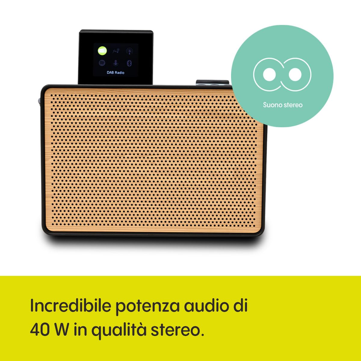 Pure Evoke Play Special Edition Sistema musicale portatile DAB+/FM radio Internet Spotify Connect Bluetooth nero legno