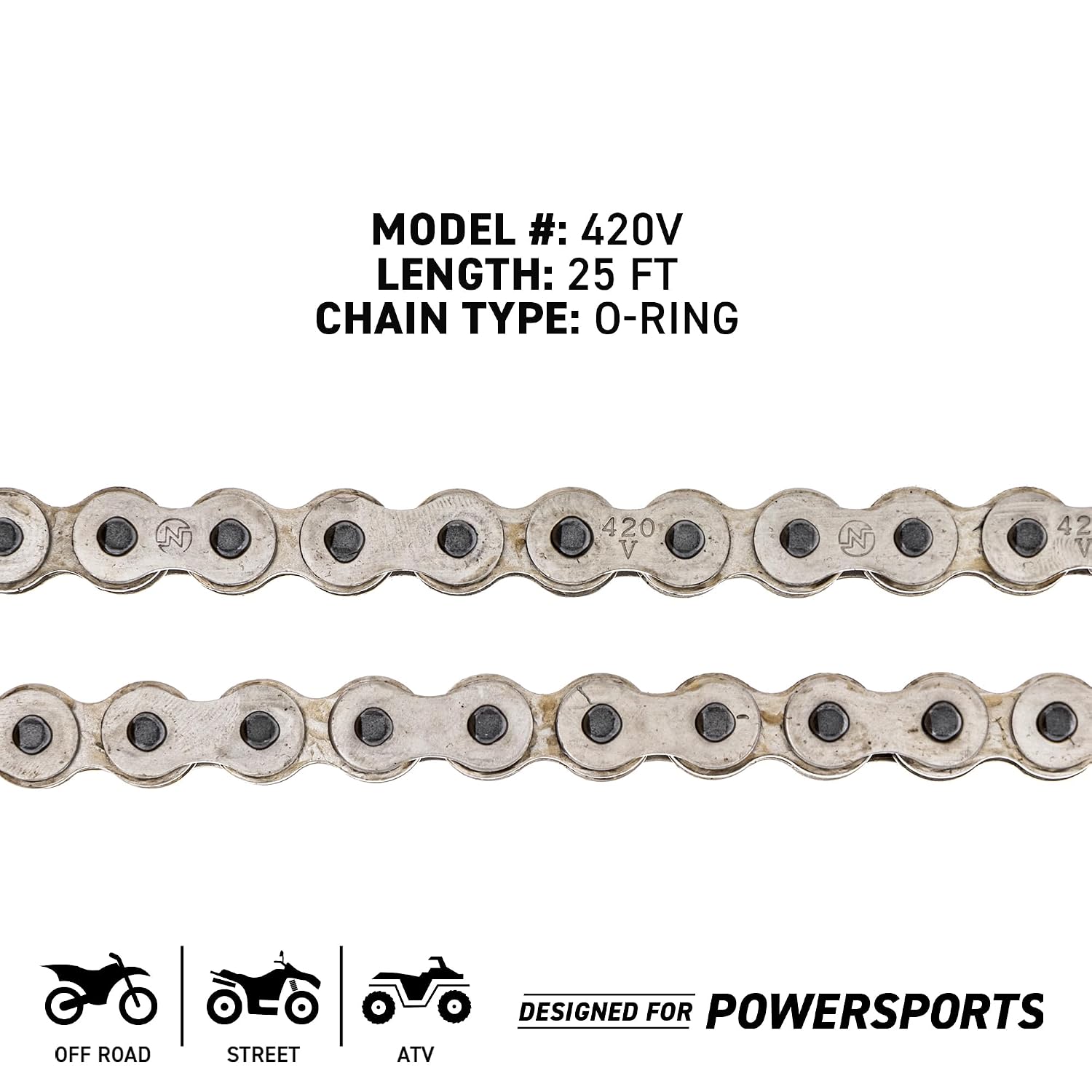 NICHE 420 O-Ring Motorcycle Drive Chain Bulk Reel with 5 Connecting Master Link (25 Feet)