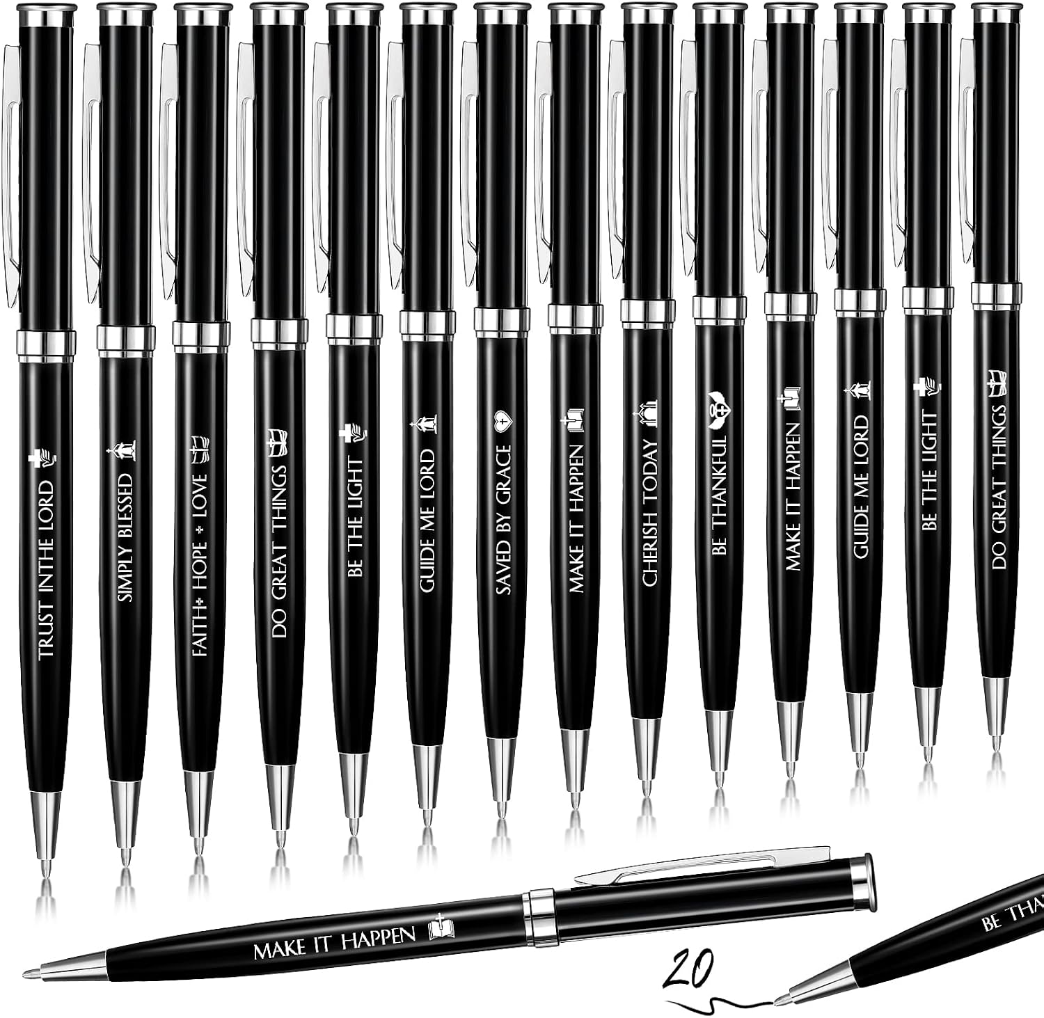 Fumete 20 Pcs Bulk Christian Church Gifts Christian Bible Verse Pens Religious Scripture Supplies for Dad Grandpa(Stylish Style)