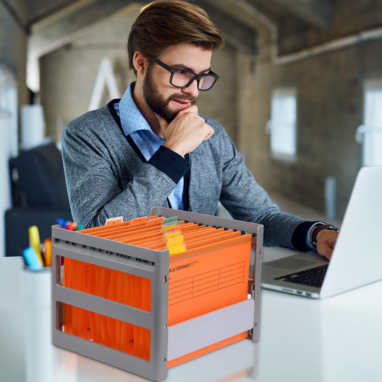 MerryNine Lot de 15 dossiers suspendus en polypropylène avec onglets et cartes pour l'école, la maison, le travail et le bureau Orange Format A4