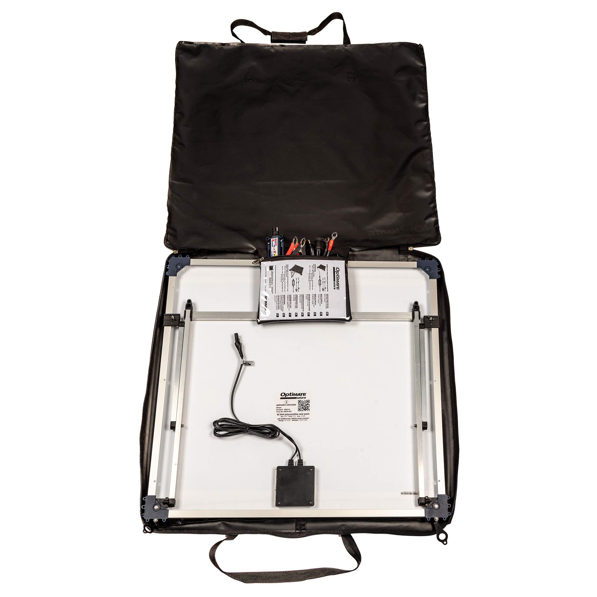 OptiMate Solar 80W Travel Kit, TM523-8TK, Caricatore e mantenitore Solare ermetico di Carica con Recupero di Batteria a Sei Fasi da 12V 6.67A