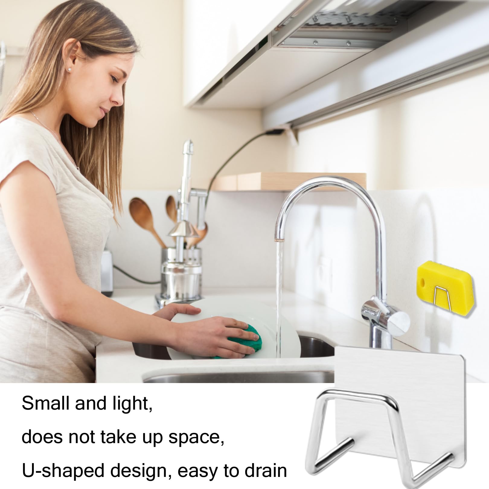 Gunwon 4 Pieces Stainless Steel Sponge Holder, Sponge Holder for Kitchen Sink, Stainless Steel Dish Sponge Holder, Stainless Steel, Rustproof, Sink Caddy, Sponge Rack, Quick Drying for Kitchen and — Amazon image 6