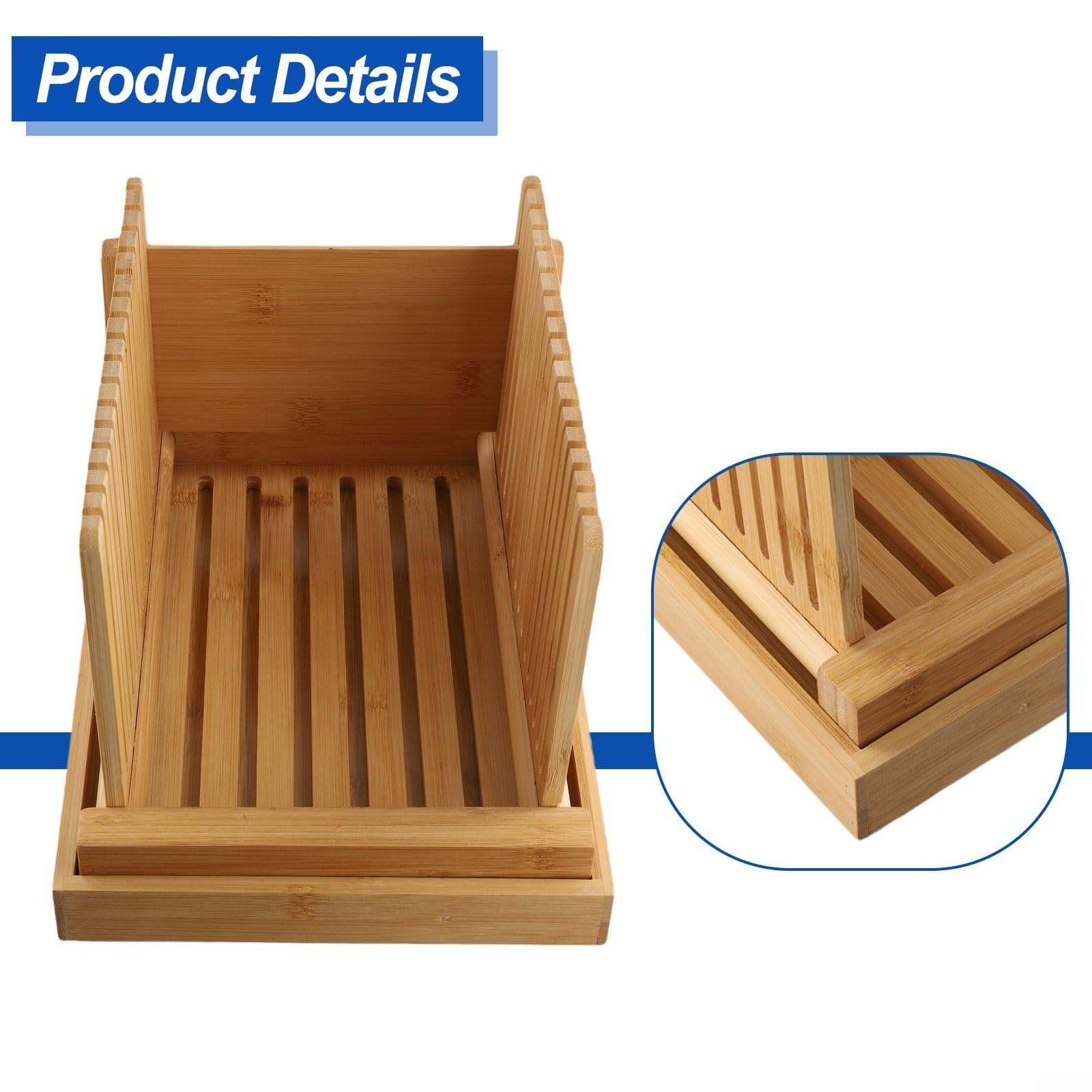 Affetta pane in legno per pane fatto in casa, regolabile, spessore 0,8-2 cm, guida di taglio con base antiscivolo, tagliere pieghevole da cucina per pane, frutta, verdura,