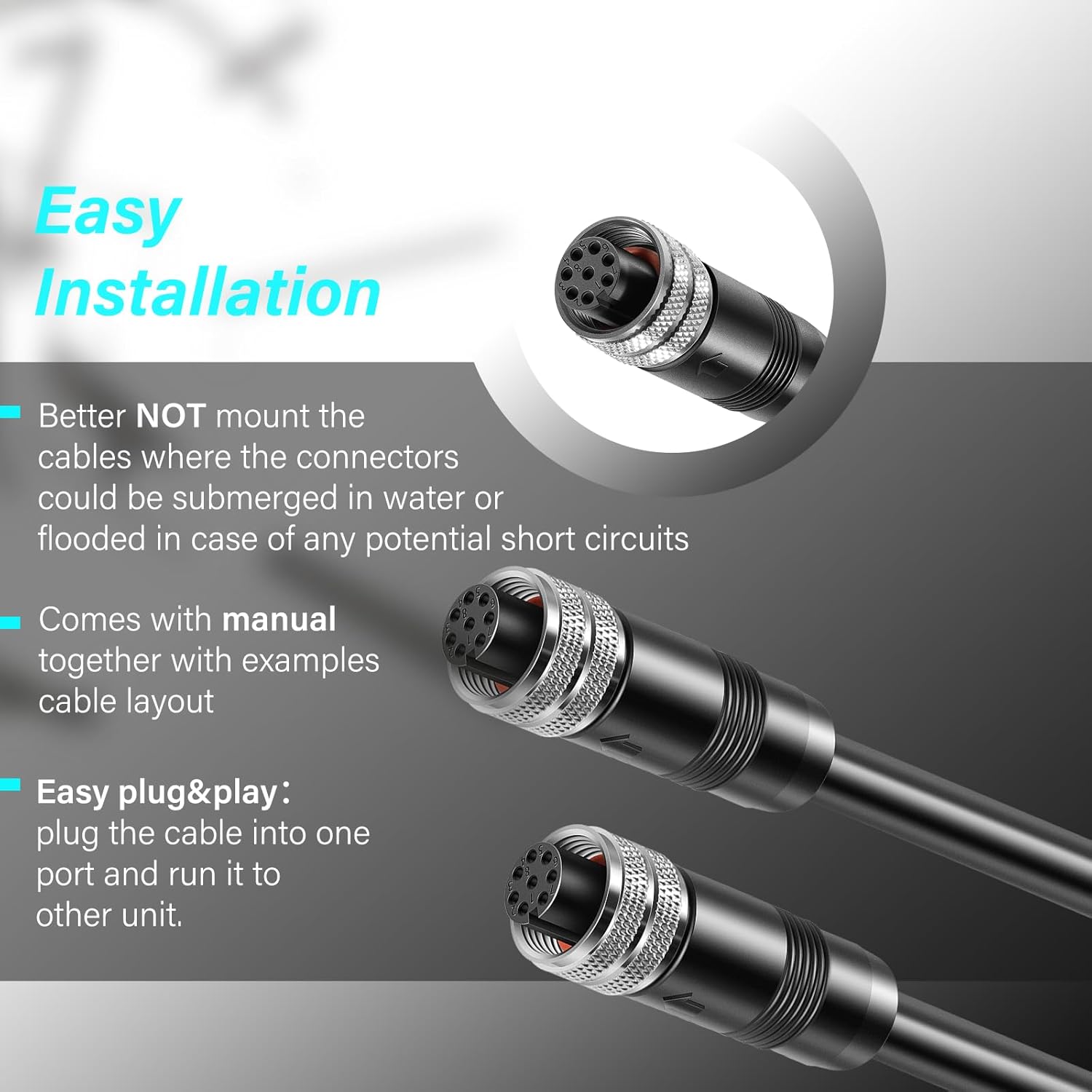 AS EC 30E 720073-4 Ethernet Cable 30 Feet Replace for Humminbird Black Fit for Helix, APEX, SOLIX and Onix Models