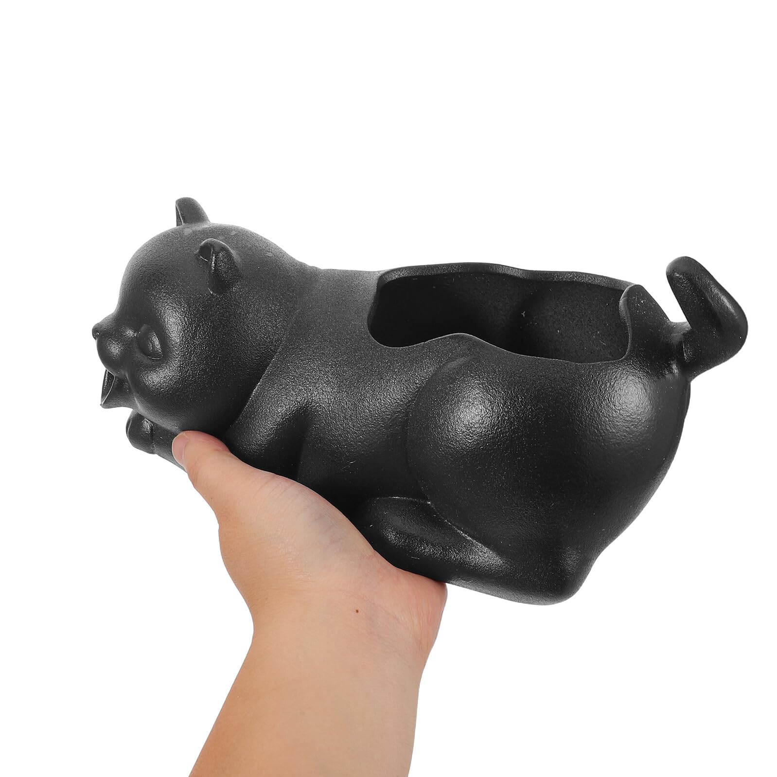 SOIMISS Fuente de Cerámica para Peceras Diseño Chino Gato Negro Adorno Decorativo para Acuarios de Agua Dulce Accesorio de Oxigenación y Paisaje para Jardín Fuente de Agua para Bonsái
