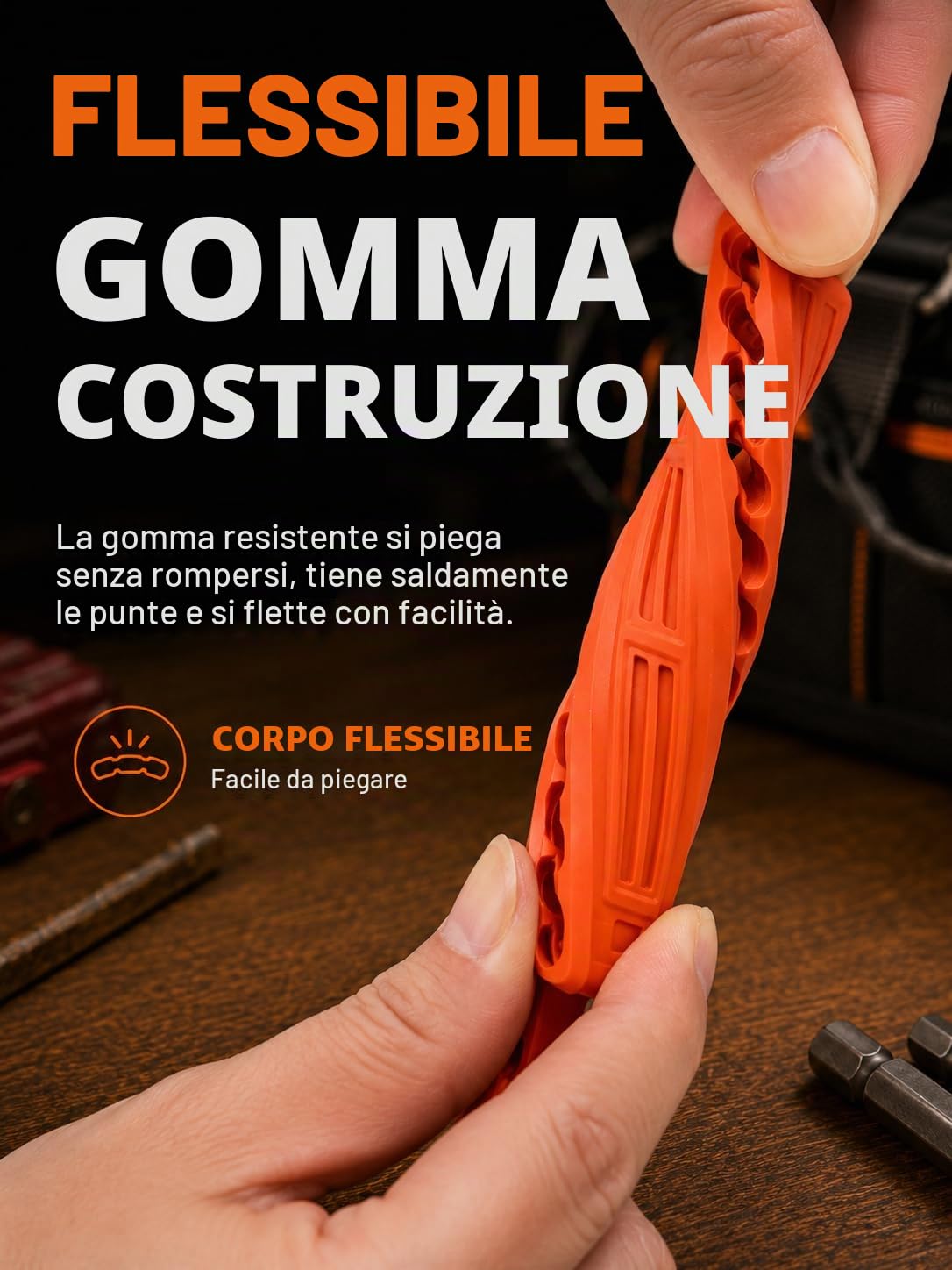 Porta Punte Trapano Vuoto, 6 Pezzi 10 Fori Organizer per Trapano Esagonale da 1/4", con Gancio a Clip, Striscia di Immagazzinaggio Punte in Gomma, Rapido Recupero e Conservazione