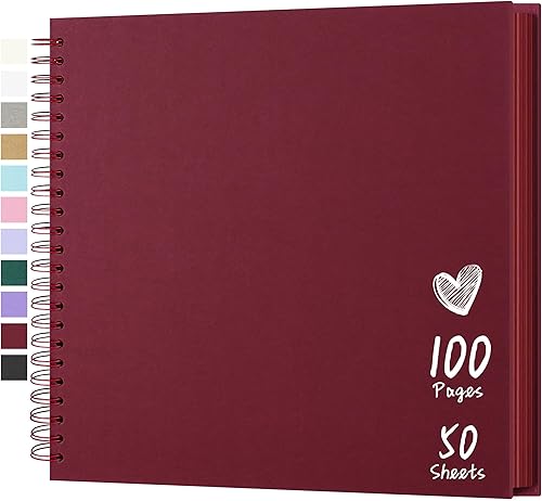 Vista 93 de Álbum de recortes de 8 x 8 pulgadas, álbum de recortes de papel kraft de tapa dura, álbumes de fotos, 40 páginas, perfecto para fotos de 4 x 6 / 5 x