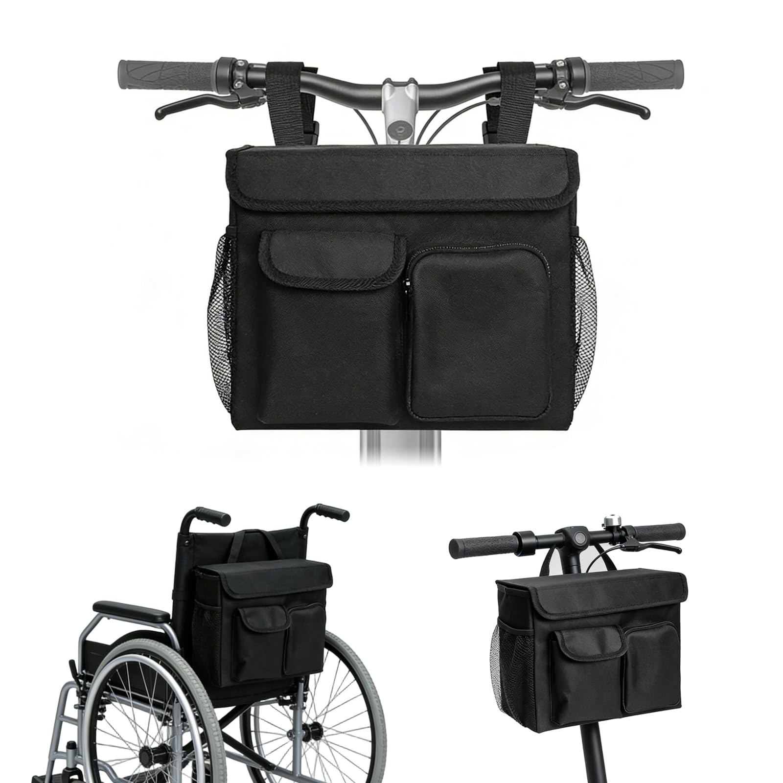 Azure Cantara Mobility Scooter Bag,Scooter Storage Bag With 14 Inch Laptop Pocket And Cup Holder,Durable Scooter Pouch Suitable For Scooters, Wheelchairs, And Bicycles