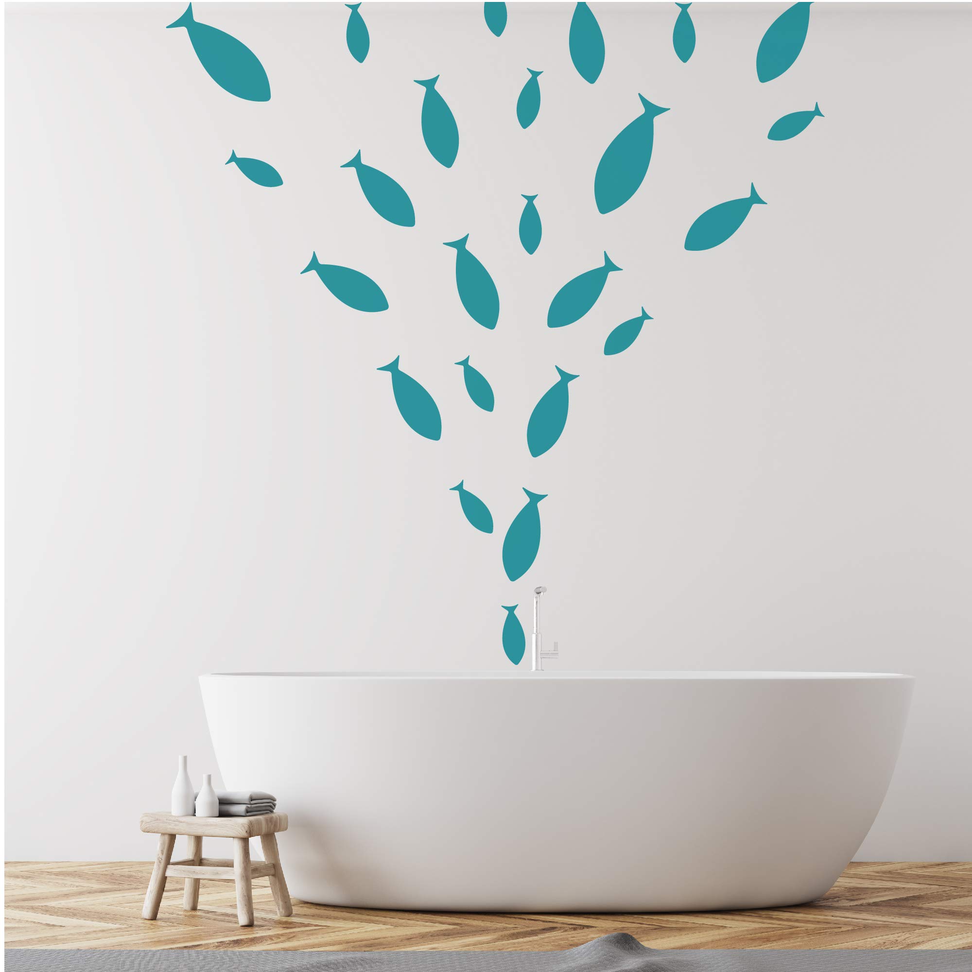 Ocean Fish Naklejka Ścienna - Pod Morzem Winylowe Naklejki Ścienne Do Pokoju Dziecięcego Sypialni Łazienki Przedszkole Decor-Teal