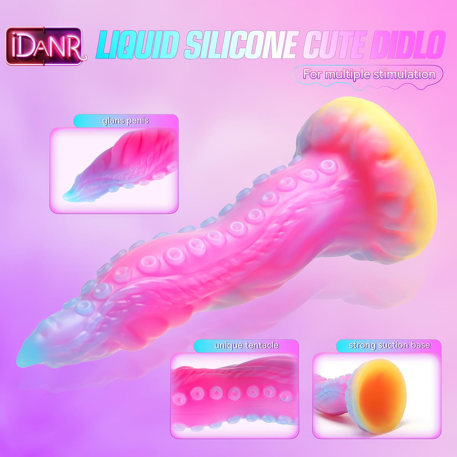 Monster Dildo Small Tentacle Dildo, 6.7 inch Anal Dildo Beginner Silicone Dildo with Luminous Pink, Strap On Dildo Realistic Dildos, Anal Plug G spot Adult Sex Toy for Men Women and Couples