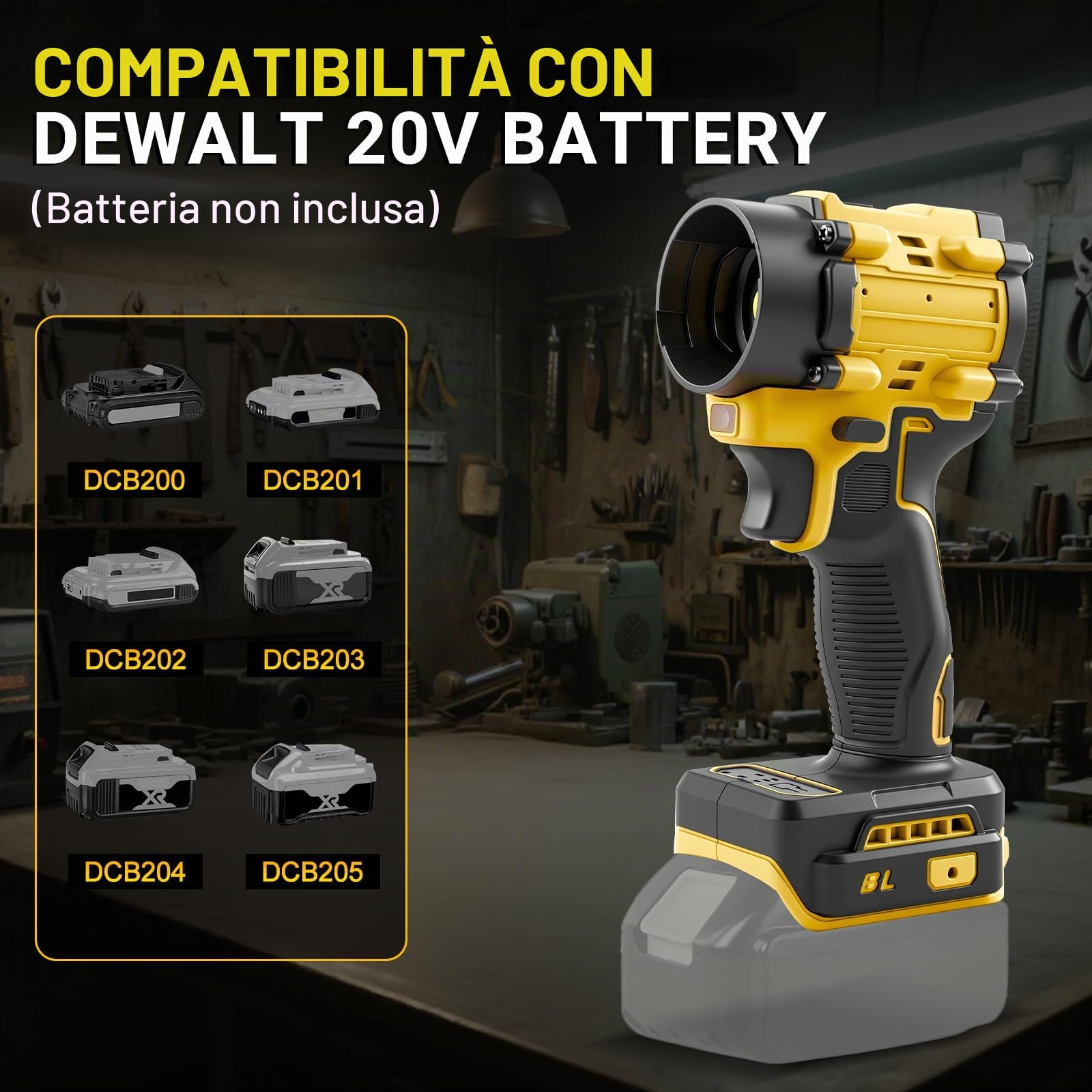 Ventilatore senza fili e aspirapolvere portatile 2 in 1 compatibile con batteria Dewalt 20V (senza batteria), aspirapolvere ad aria compressa senza spazzole da 150W, aspirapolvere portatile con 5