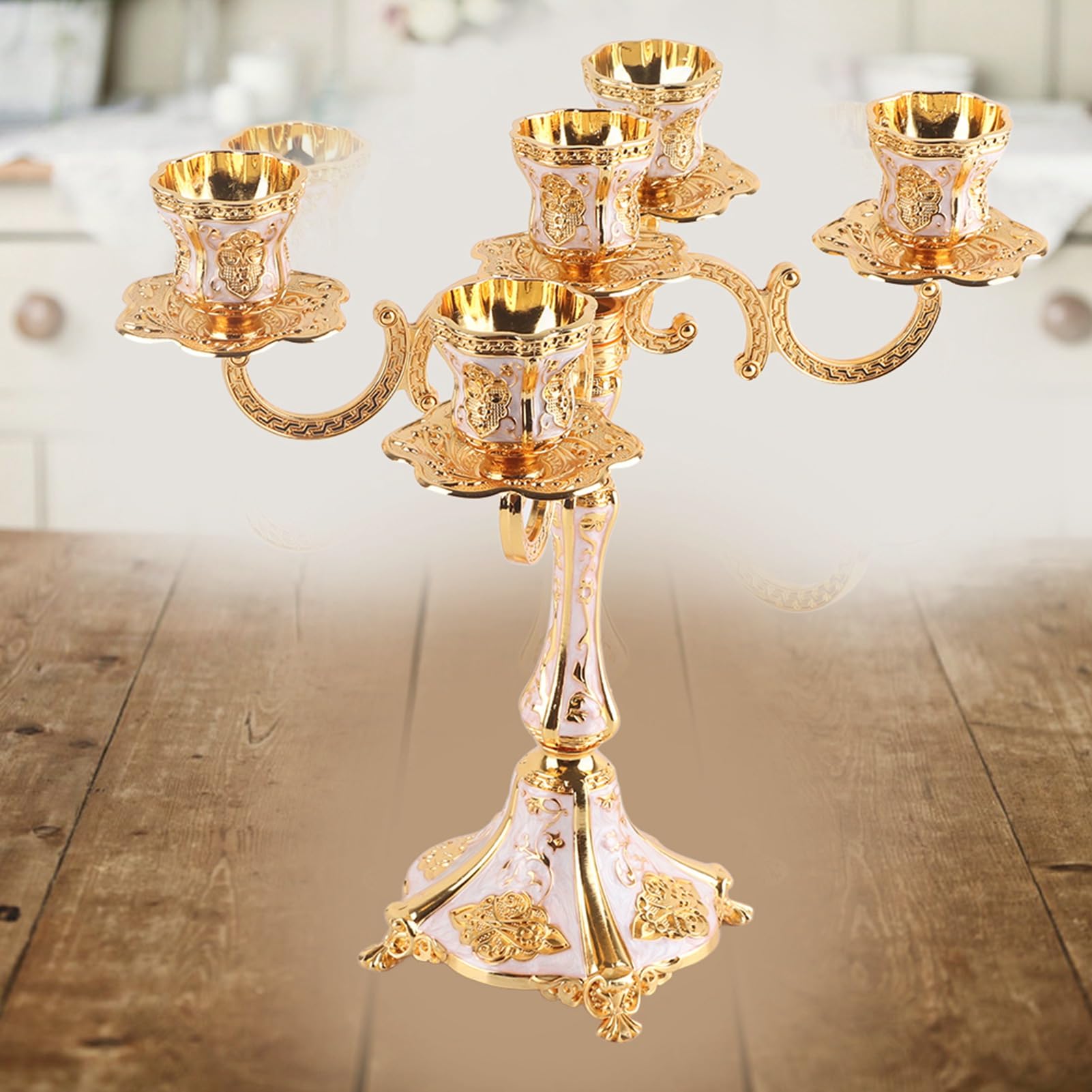 Kerzenhalter, Eleganter Retro-Kerzenleuchter mit Geprägtem Muster für Hochzeit, Heimdekoration, Legierung, 29,8 Unzen