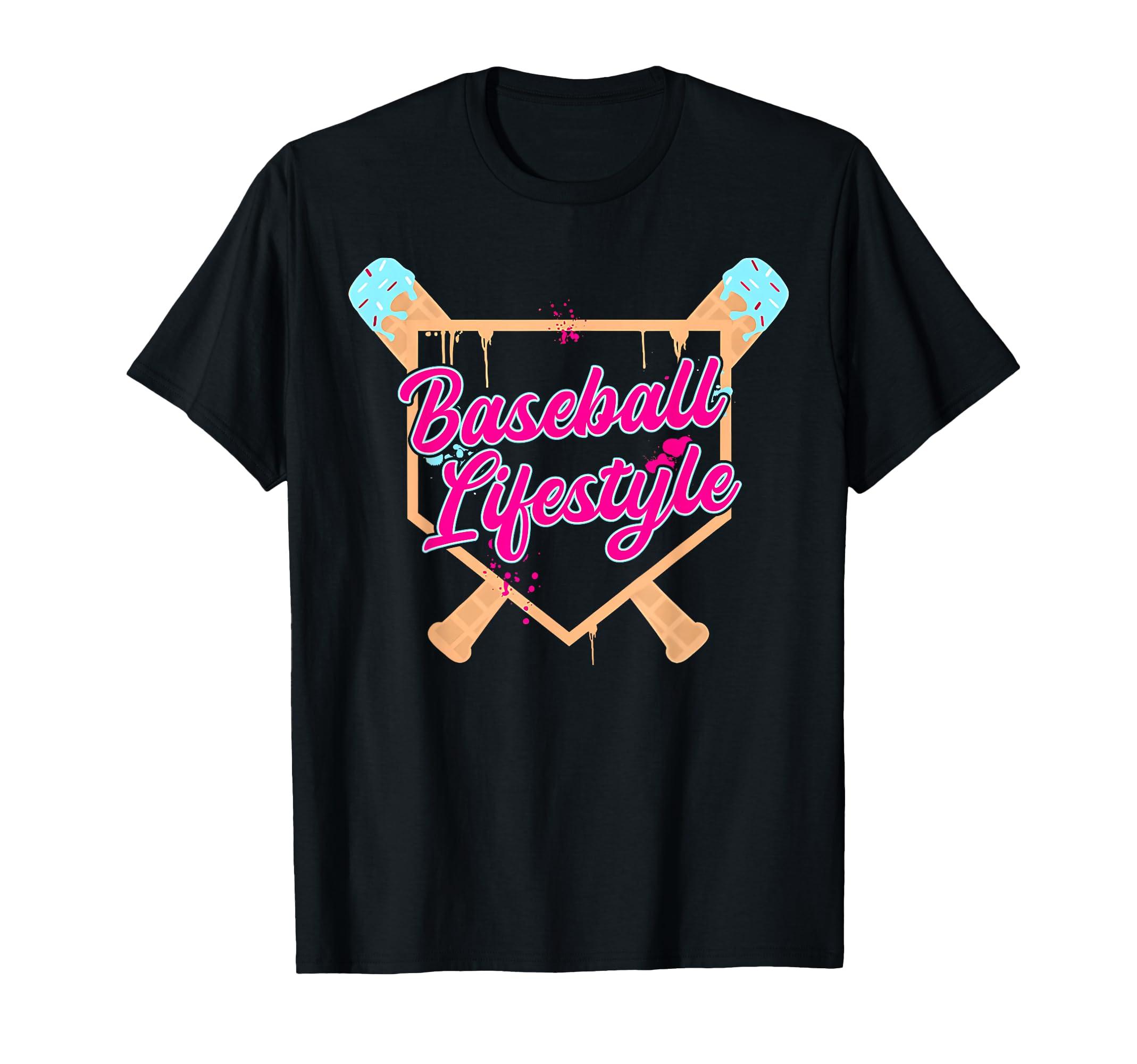 Baseball Lifestyle Home Plate Ice Cream Drip Men Boys Youth T-Shirt