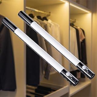Quntis 38CM Luz LED Armario con Sensor Movimiento, Luces Cocina Bajo Mueble con 3 Color 3 Modos USB-C Recargable 2000mAh, Luz LED Magnética para Armario Gabinete Pasillo Escalera Sótano,2 Piezas Negro