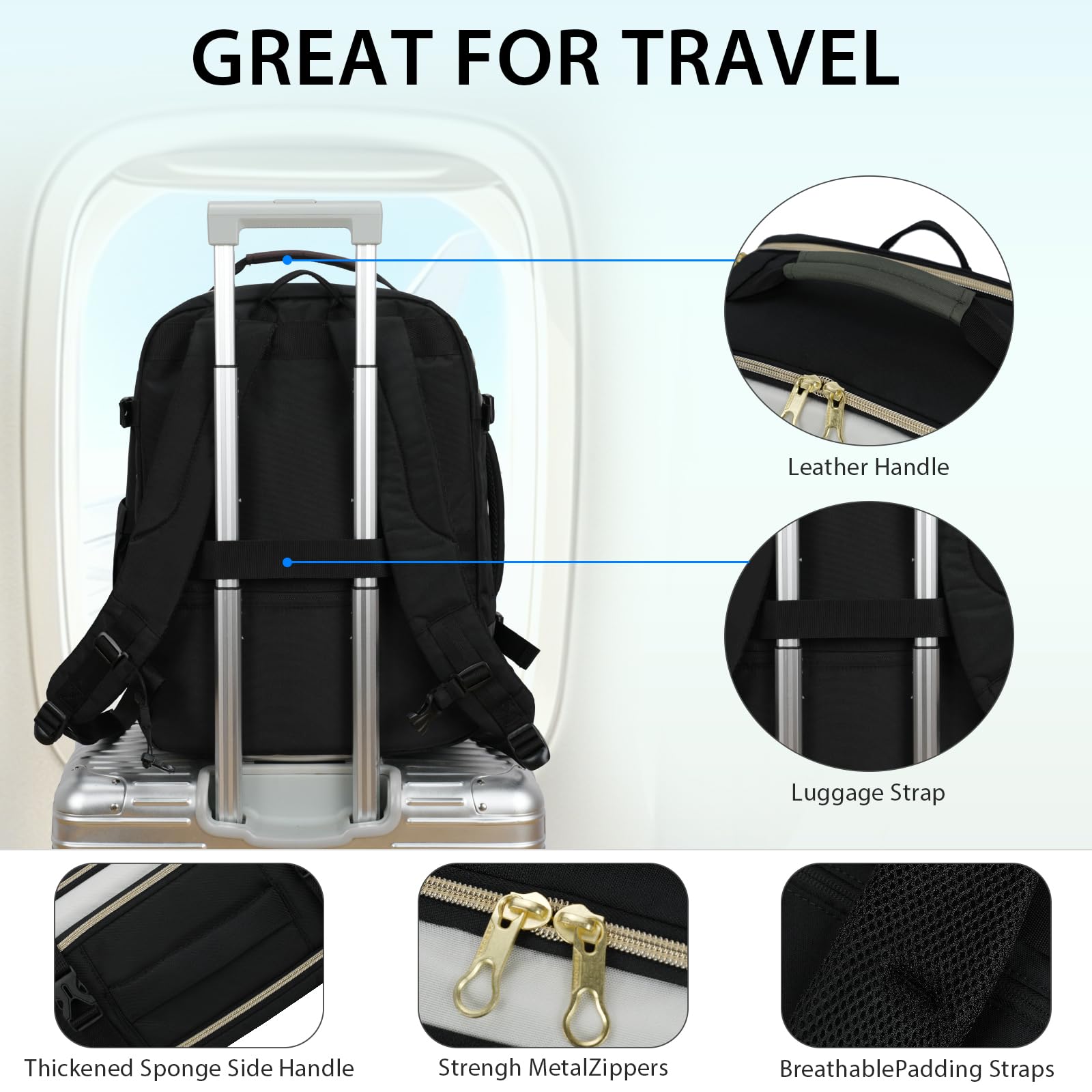 KROSER Mochila para ordenador portátil, mochila escolar, Beige/Negro/Ejército Verde, 17,3 Zoll