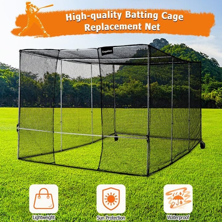 Miniatura 6 de Gagalileo Red de bateo de sóftbol de béisbol 28x14FT Red de repuesto para Beisbol Jaula de Bateo Práctica Patio trasero Jugadores Juveniles