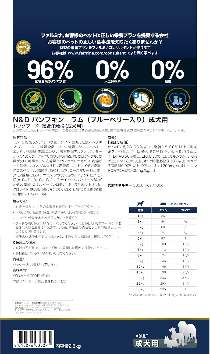 犬用品 Farmina【犬用 総合栄養食】 N&D パンプキンチキン（ザクロ入り