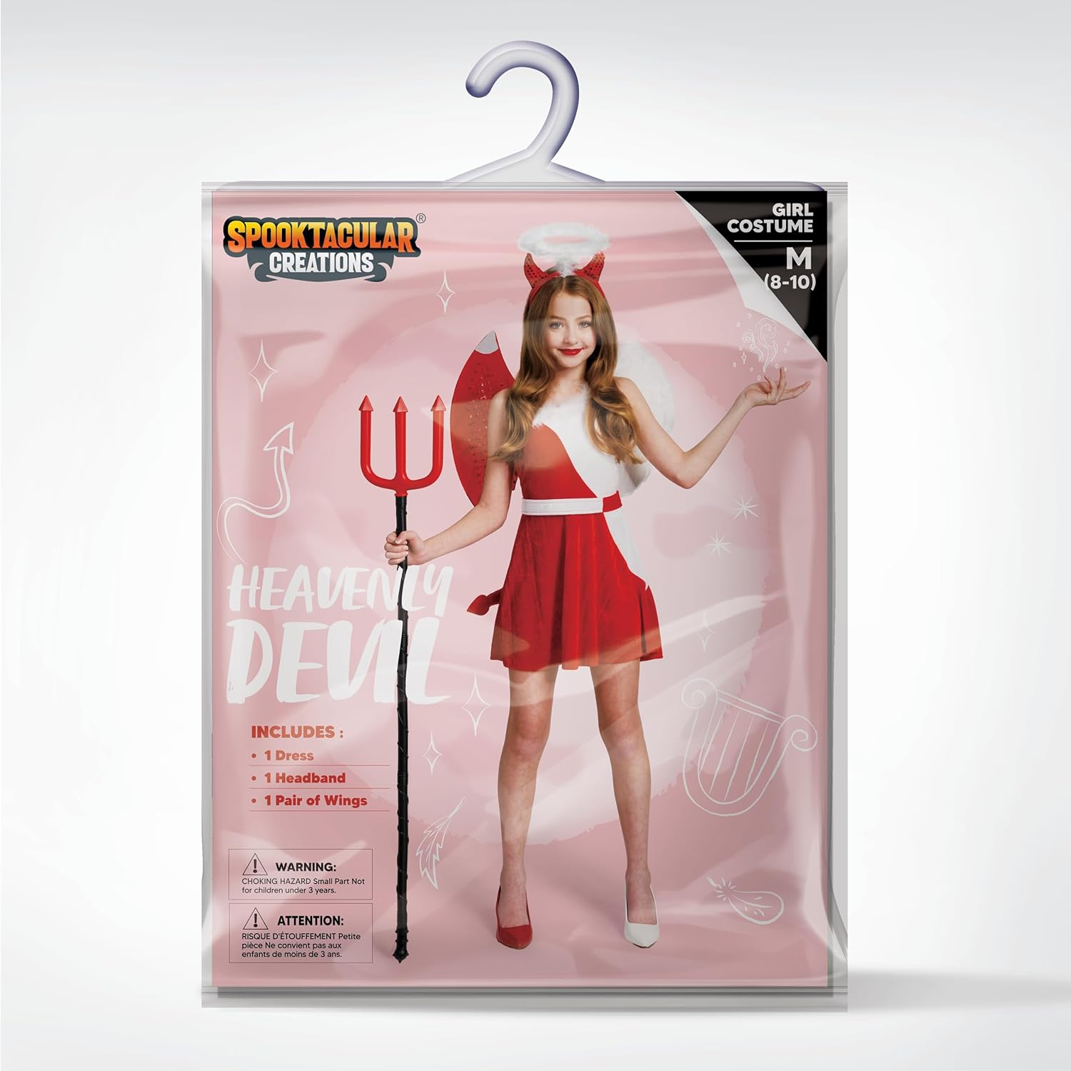 Spooktacular Creations Devil Costume for Kids, Child Angel and Devil Dress with Wings Headband for Halloween Role Play Party - Image 5