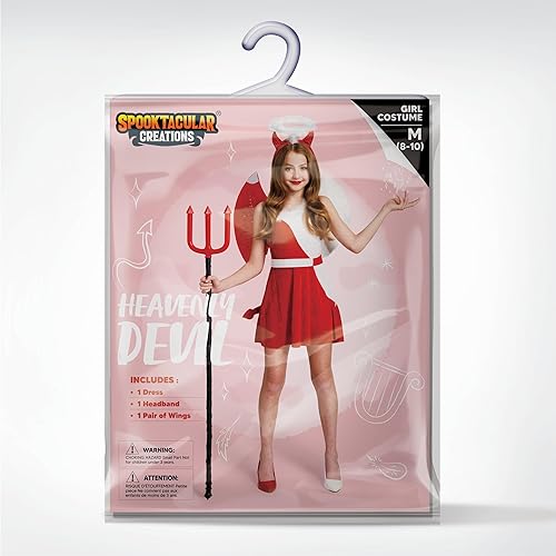 Miniatura 6 de Spooktacular Creations Disfraz de diablo para niños, disfraz de ángel y diablo celestial, vestido de lujo para adolescentes, juego de roles de