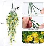 RECUTMS Outdoor Fake Hanging Plants,Hanging Plant Vine,Faux Eucalyptus Leafs Greenery Vine Plant Faux Plants Fake Plants Greenery for Jungle Theme Party Wedding Decoration(Yellow)
