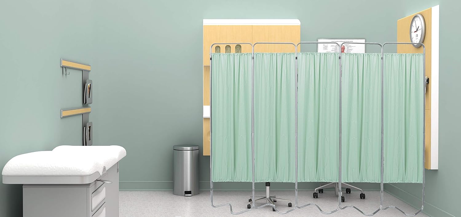 Omnimed 153055-15 Beamatic Privacy Screen with Vinyl Panels, Green, 5 Section
