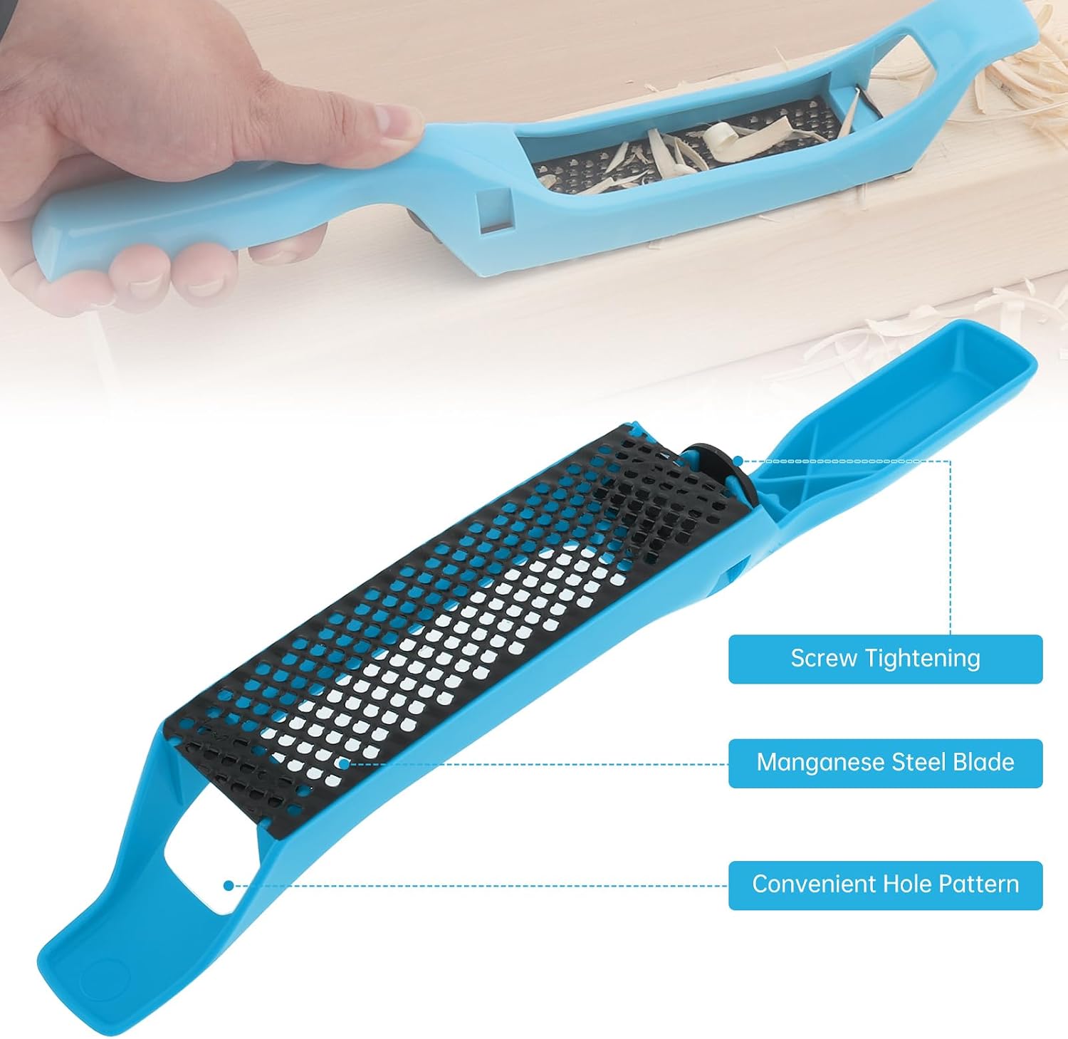Wood Planer, Surform, Rasp & Drywall Hand Plane 5.5 Inch (140mm), Lightweight Shaping Smoothing Tool for Wood, Foam, Plaster (Blue)