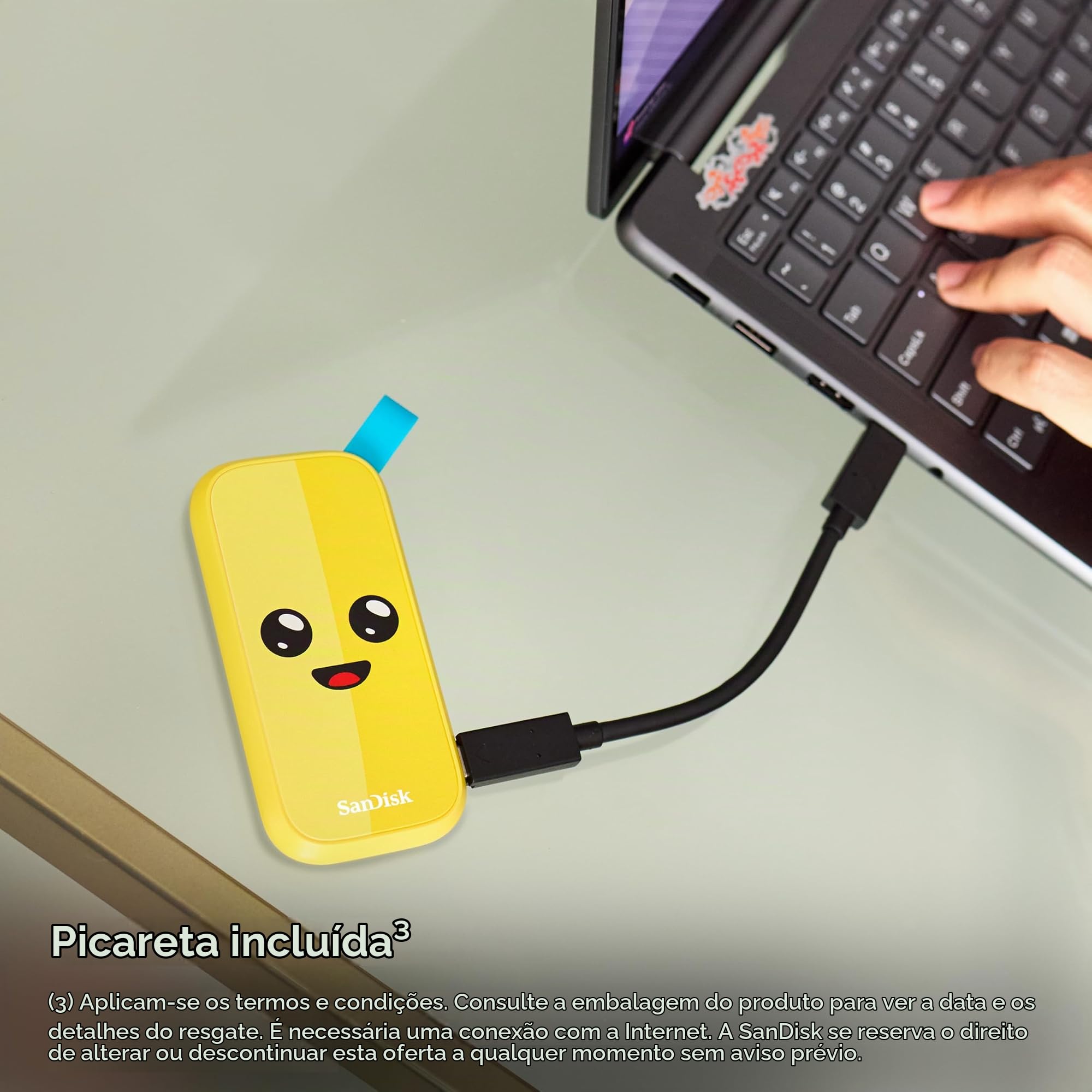 SanDisk SSD portátil Fortnite de 2 TB, edição Peely - até 800 MB/s