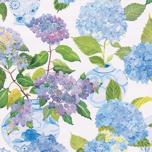 Miniatura 3 de Caspari Papel de regalo de hortensias y porcelana, dos rollos de 30 pulgadas x 8 pies