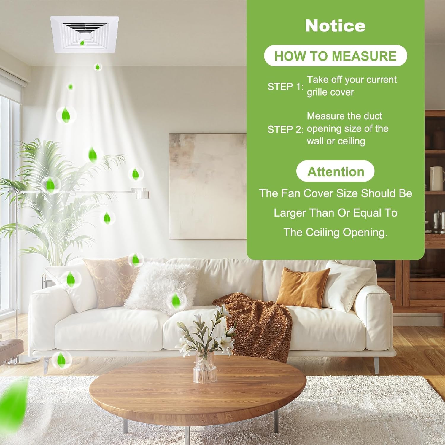 PATIKIL 14x14 Inch Bathroom Exhaust Fan Cover, ABS Plastic Fan Grille Air Conditioning Vent Cover with Springs for Square Ceiling or Exhaust Fans Home Office Bathroom Kitchen Ventilation