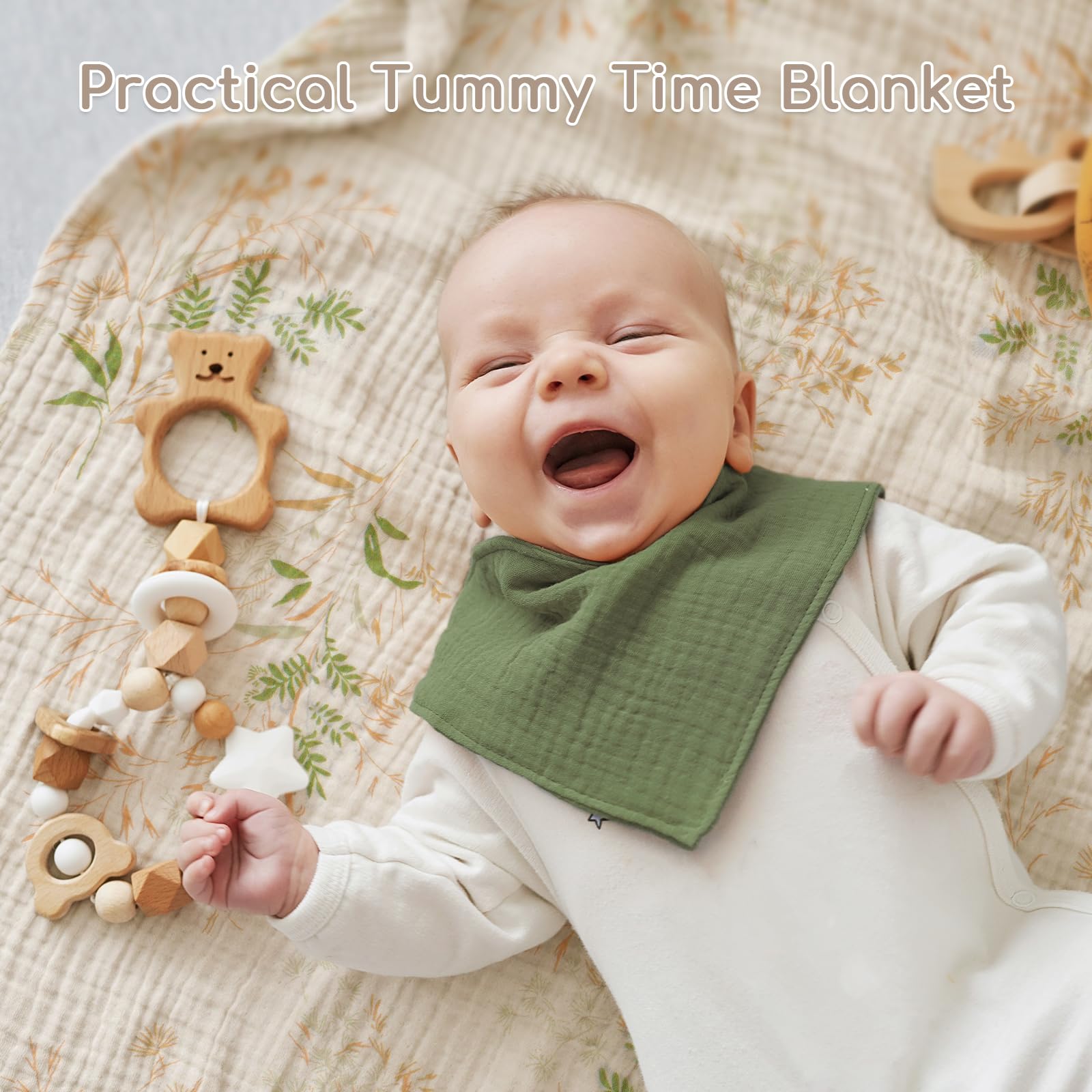 Baby Mussola - Panno quadrato per neonato, confezione da 5 pezzi, 60 x 60 cm, in cotone, assorbente, traspirante e ideale da pulire, per genitori, verde