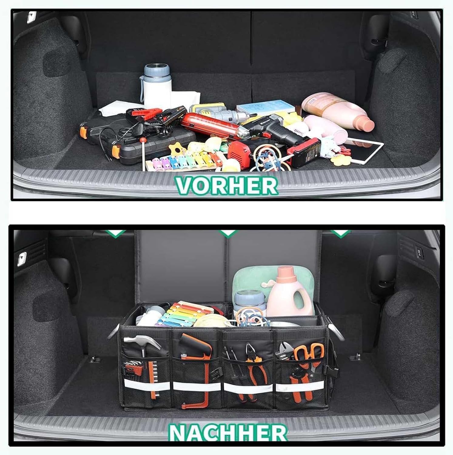 Car Trunk Organizer Foldable for LINCO MKX 2015-2018, SUV Trunk Storage Organizer with Soft Cover Non-Slip Bottom Collapsible Bag,Black