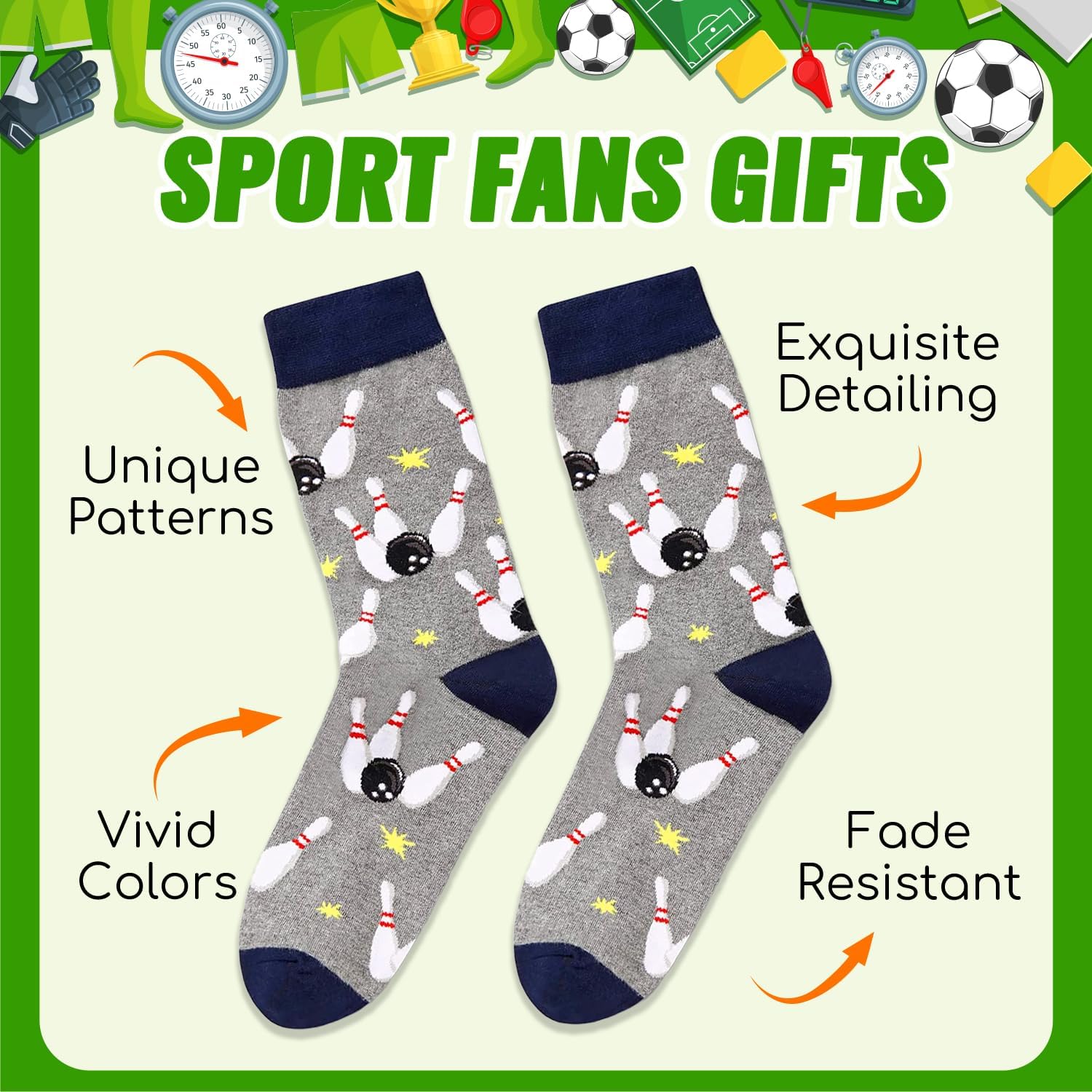 HAPPYPOP Funny Gifts for Men - Dad Music Golfing Guitar Bowling Republican Husband Socks - Image 4