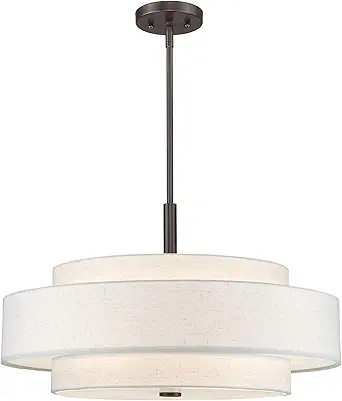 Livex Lighting Fabric Shade 52138-92 Meridian 5-Light Pendant, English Bronze