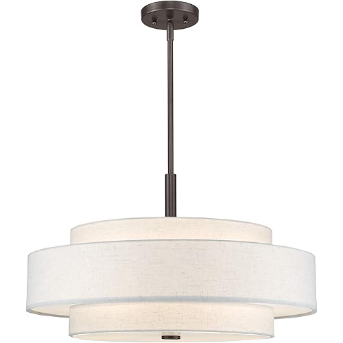 Livex Lighting Fabric Shade 52138-92 Meridian 5 Light English Bronze Pendant