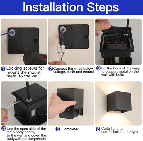 Miniatura 7 de Apliques de pared LED negros de 15 W, 1 unidad, lámparas de pared para exteriores, modernas, exteriores, exteriores, exteriores, exteriores,