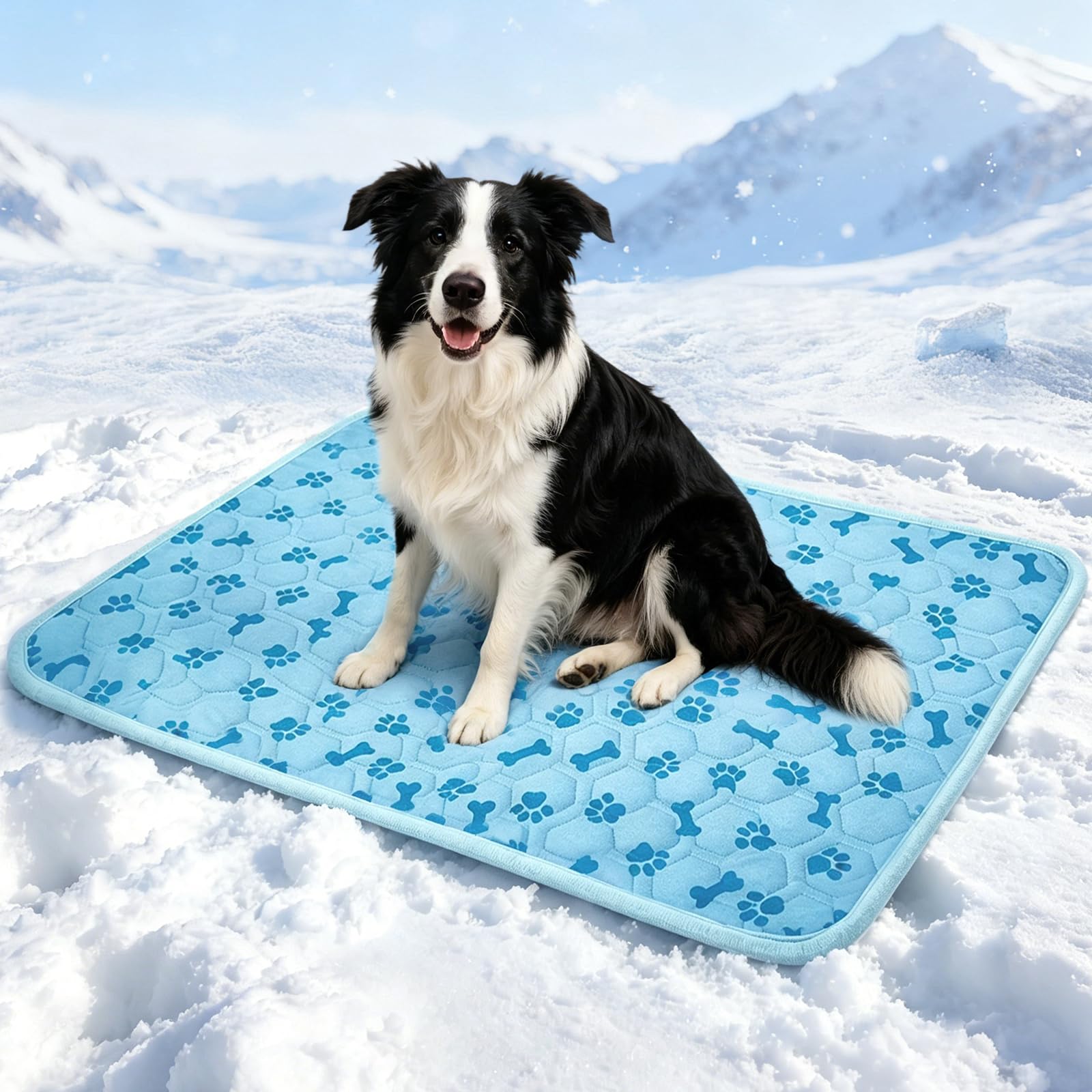 Photo 1 of YAOGEG Upgraded Dog Cooling Mat for Dogs& Cats,Ice Silk Self Cooling Mat for Dogs(Q-Max>0.5),Washable Breathable Non-Slip Summer Dog Bed Mats for Crate Car Sofa Indoor Outdoor,Light Blue 23.6×17.7in