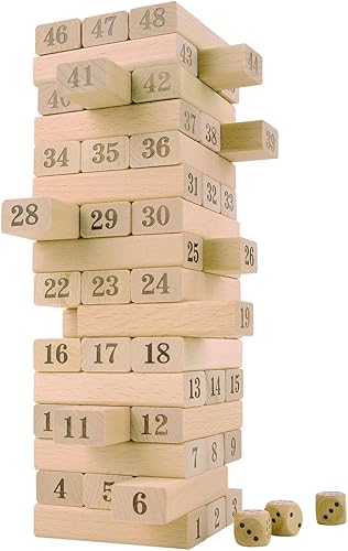 CoolToys Juego de apilamiento de bloques de madera para hacer torres