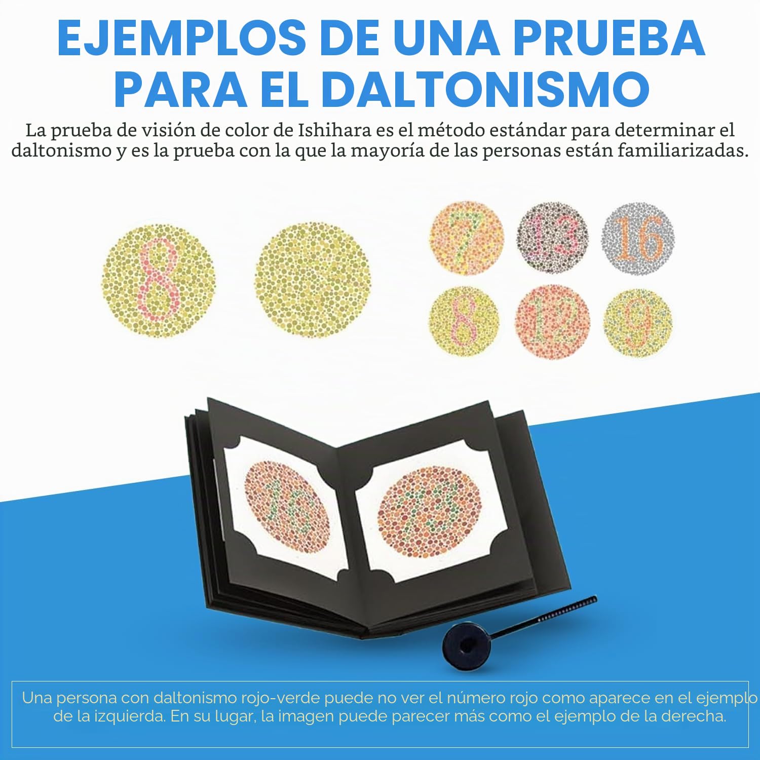 Ishihara tabla de prueba libros para color deficiencia 38 platos última edición con usar Manual y un ojo occluder.