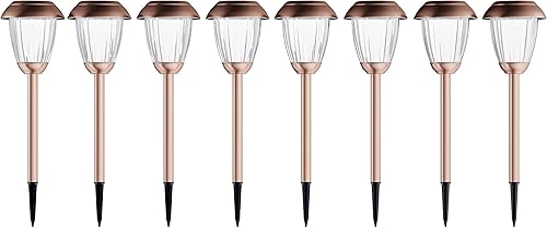 Miniatura 1 de Pure Garden Luces solares para camino, juego de 8 a 16 pulgadas de alto acero inoxidable para exteriores, iluminación para jardín, paisaje, patio,