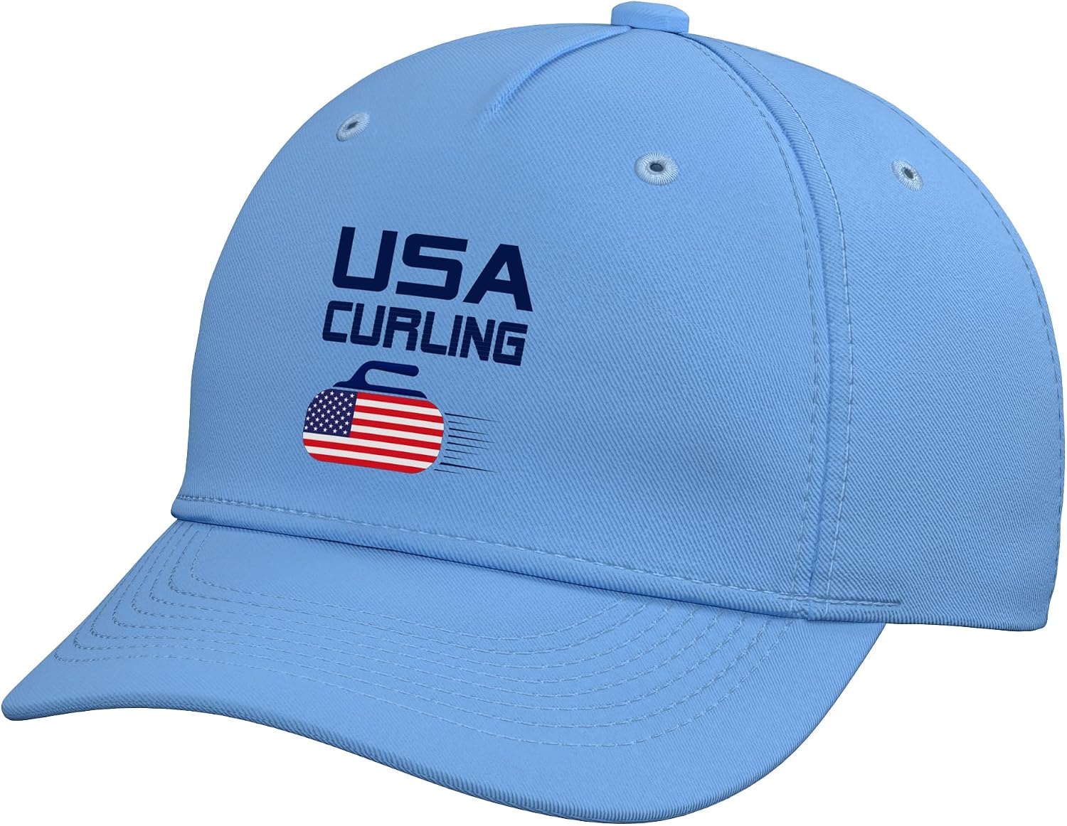 American Flag USA Ice Curling Rock Curler Adjustable Baseball Hat