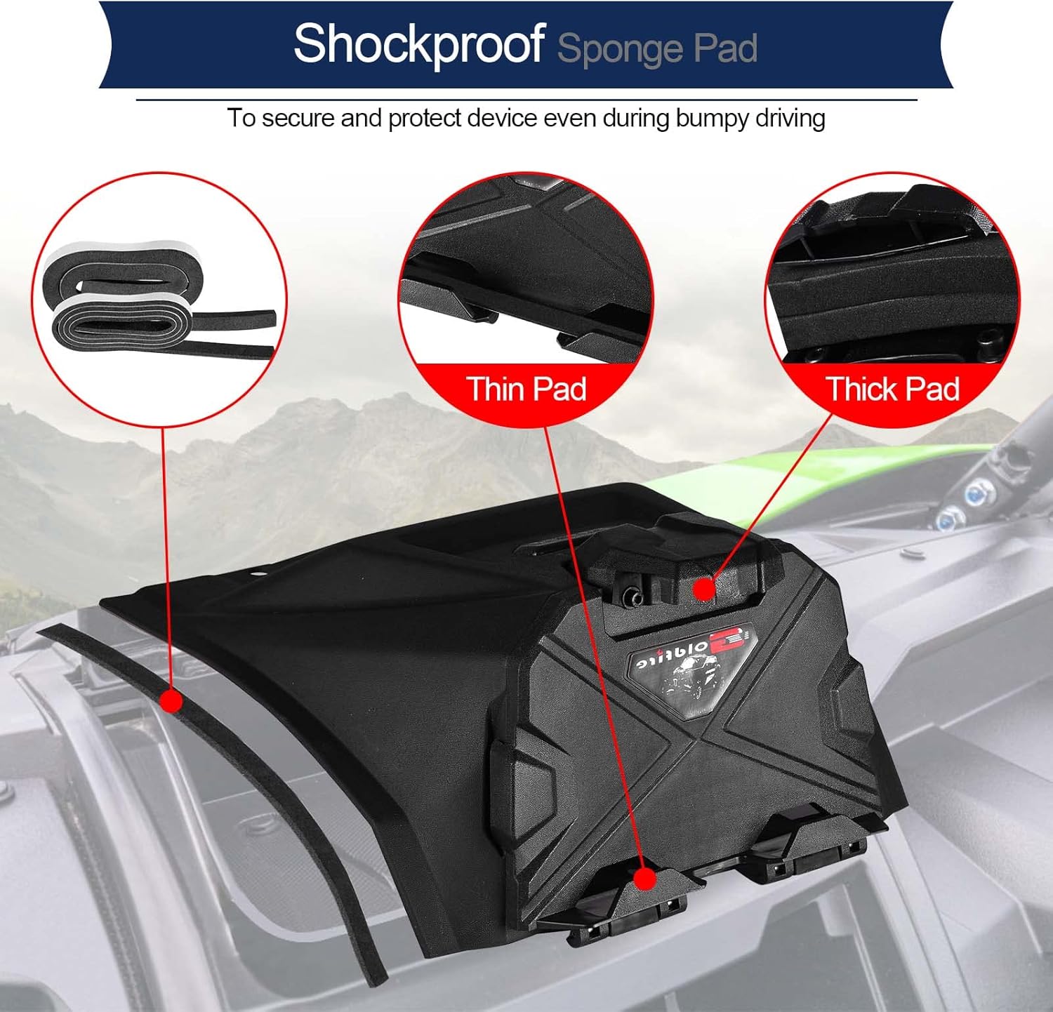 Adjustable Electronic Device Tablet Phone Holder for KRX 1000, UTV GPS Tablet Mount for Kawasaki Teryx KRX 1000 2020-2023 Accessories HDPE Storage Box Organizer Tray (Black)