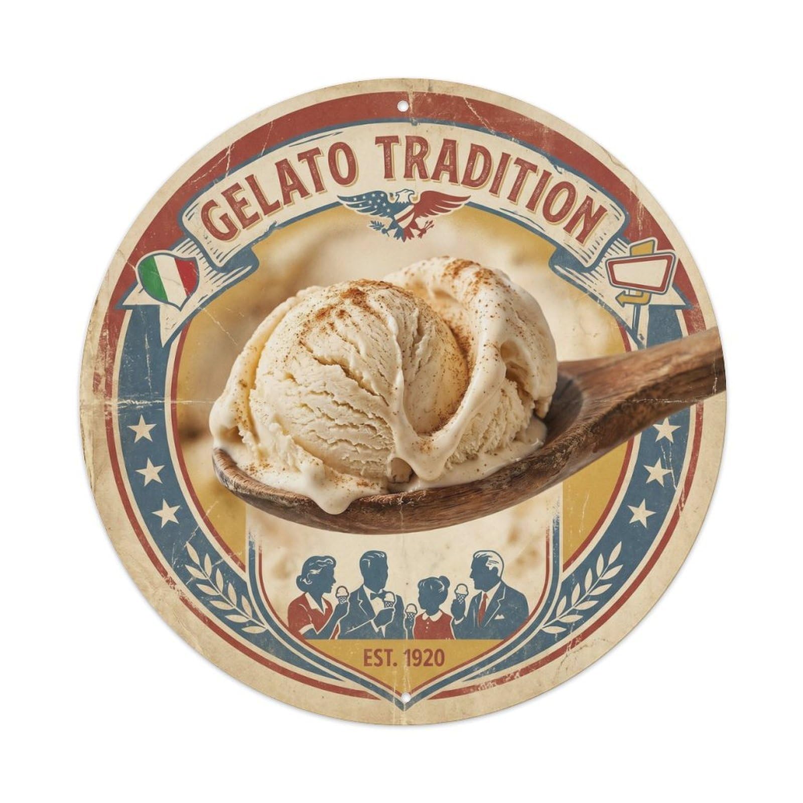 Gelateria Cafe Gelato Roadside Diner Food Culture Metal Tin Sign