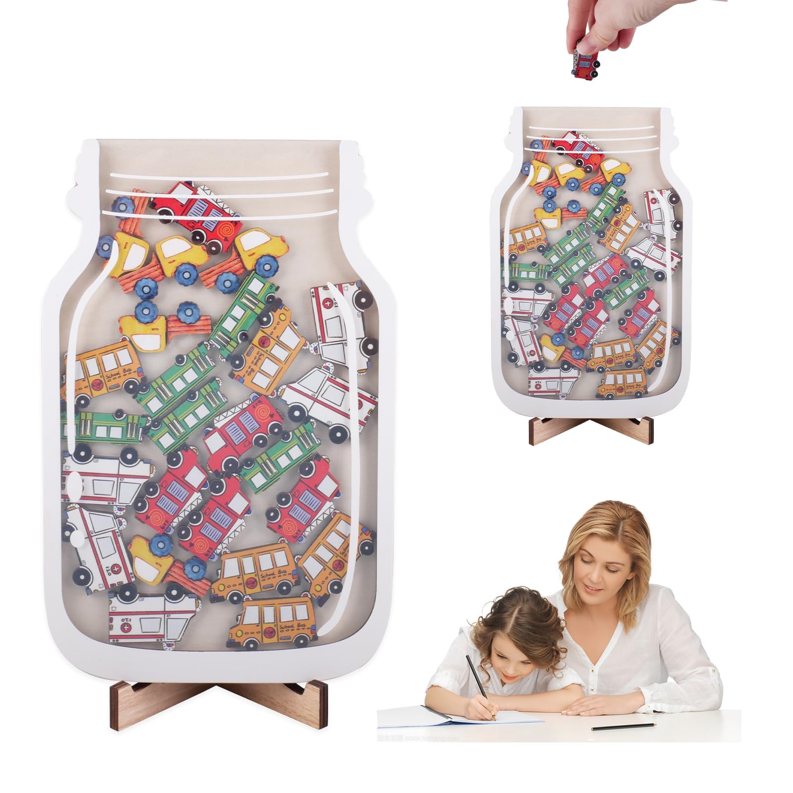 YunBey Barattolo di Ricompensa per Bambini Tabella delle Ricompense per Bambini Barattolo di Incentivi con Automotive Universal per Ragazzi e Ragazze Casa Classe (Color)