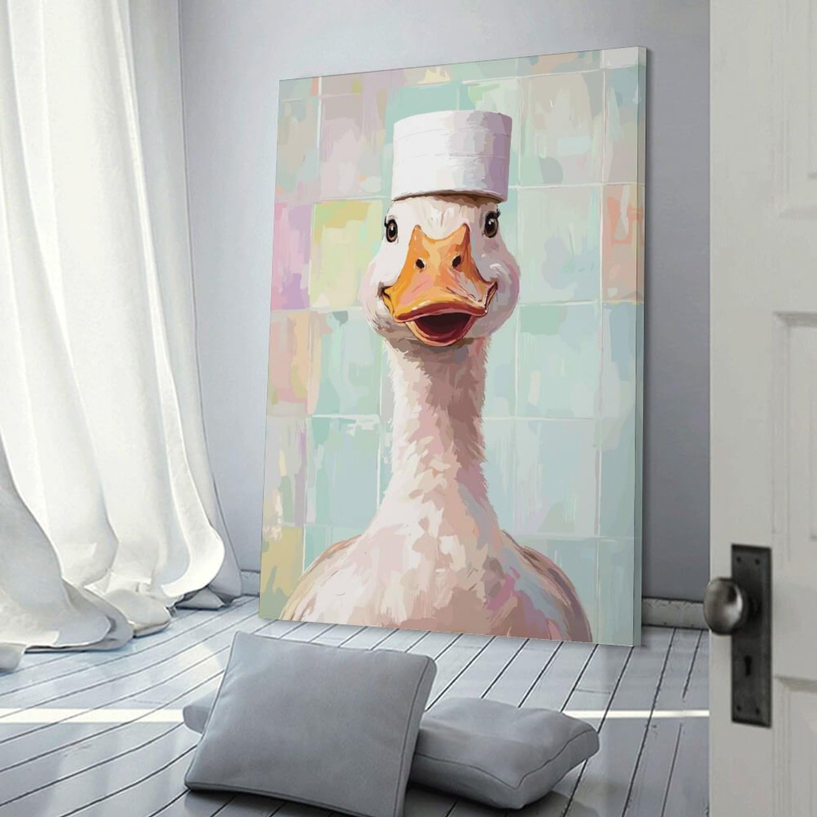 Junmoney Goose with Toilet Paper Hat Wall Art Print 08x12inch(20x30cm), for Gallery Wall Layouts in Home Or Office, An Easy Match for Collected Prints